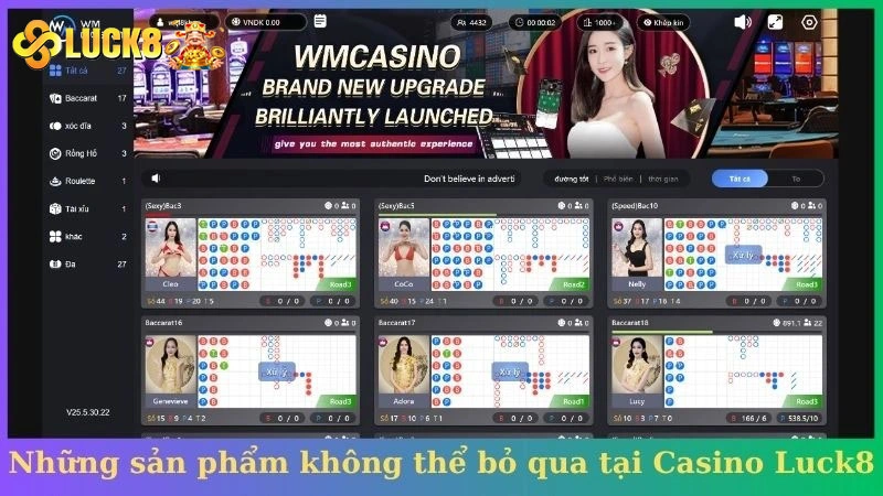 Những sản phẩm không thể bỏ qua tại Casino Luck8