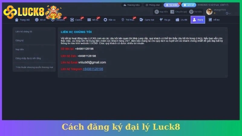 Cách đăng ký đại lý Luck8