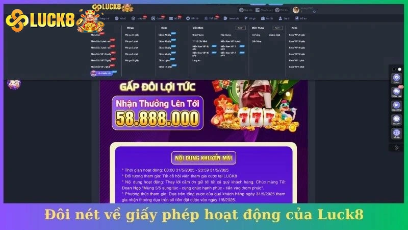 Đôi nét về giấy phép hoạt động của Luck8