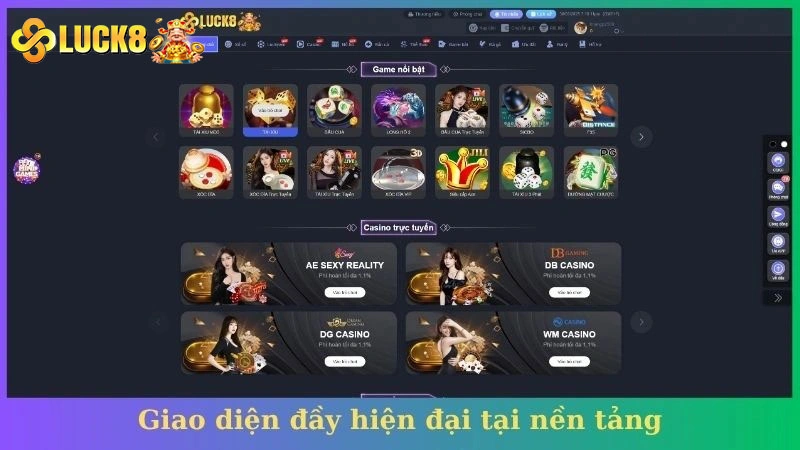 Giao diện đầy hiện đại tại nền tảng