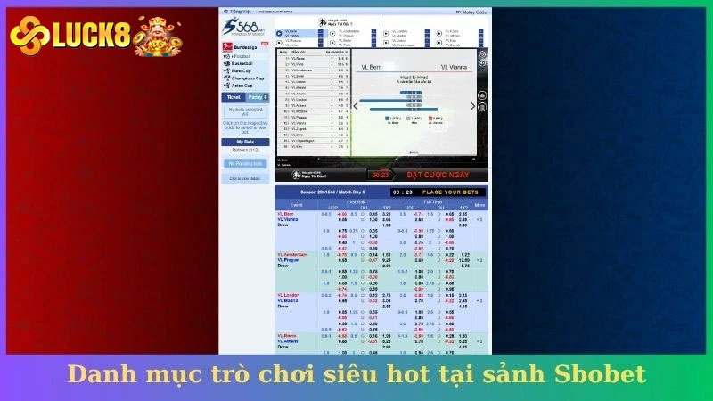 Danh mục trò chơi siêu hot tại sảnh Sbobet